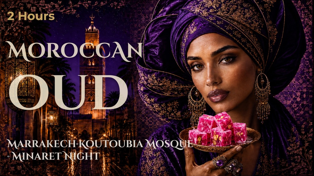 🕌 Marrakech Koutoubia Mosque, Minaret Night 🌙 &mdash; 2 Hours Moroccan Oud Music for Focus & Meditation