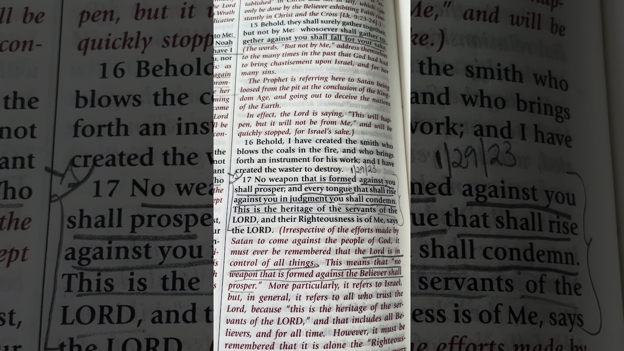 Isaiah 54 17 No weapon that is formed against you shall prosper  #isaiah54 #bible #god