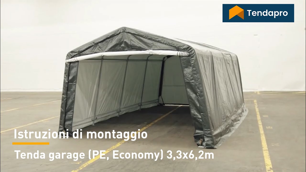 Tenda garage 3,3x6,2m – Istruzioni di montaggio (PE, Economy) | TendaPro