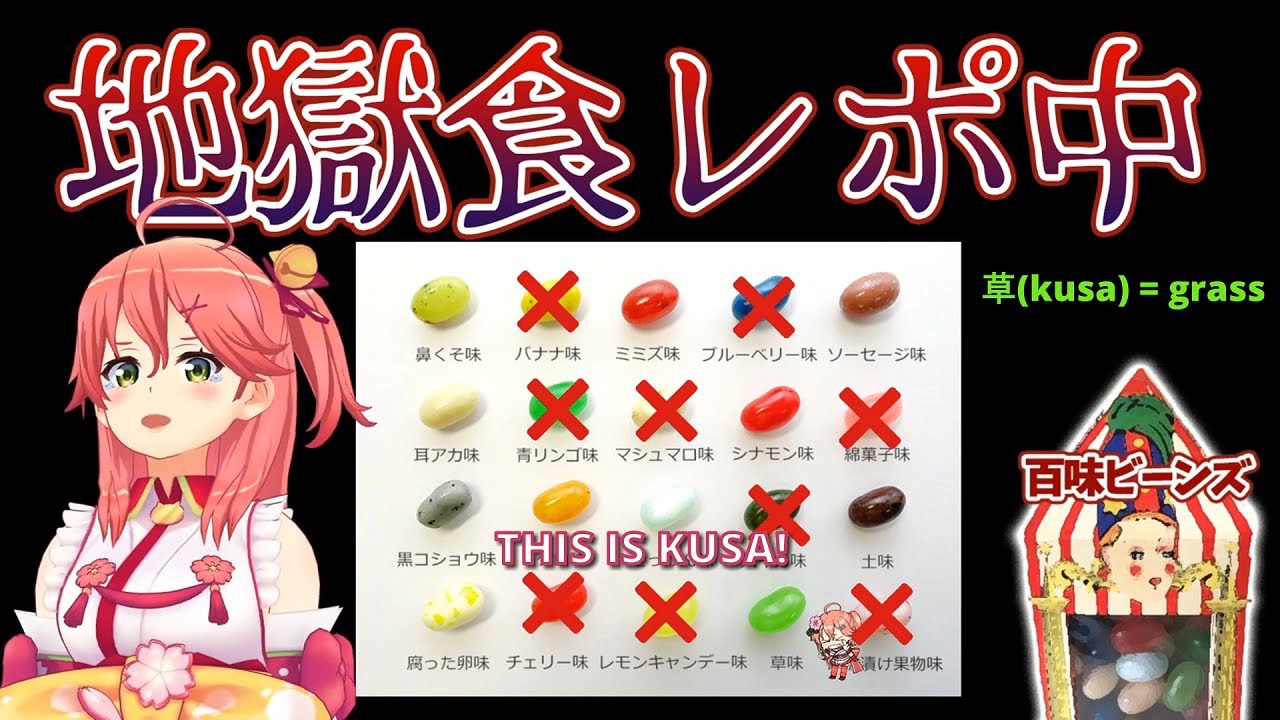 Sakura Miko taste tests unusual jelly bean flavors (Hololive)