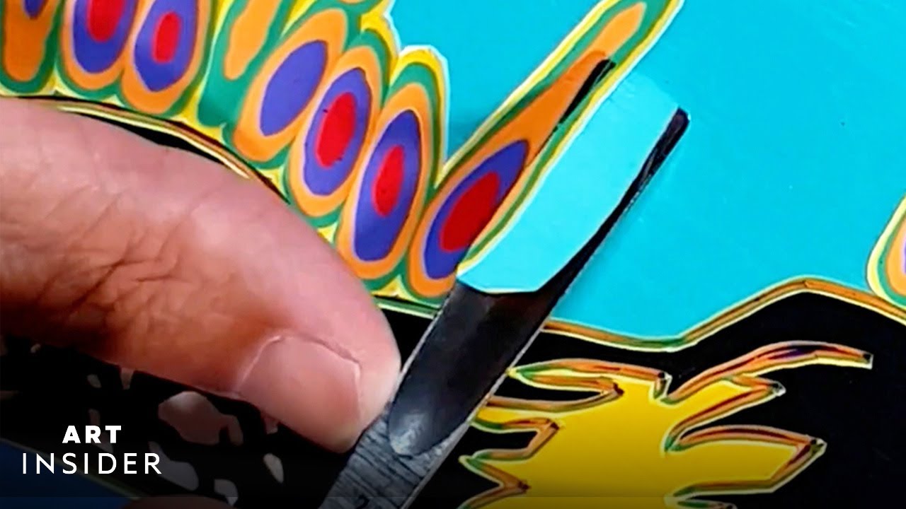 Unexpected Colors Revealed By Carving Thick Layers of Paint | Art Insider