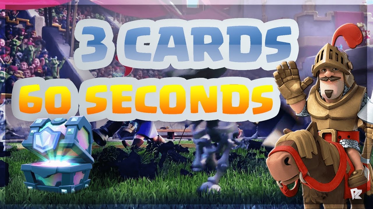 CLASH ROYALE  3 CROWN WIN - 3 CARDS 60 SECONDS! Witch Wizard Skeleton Army