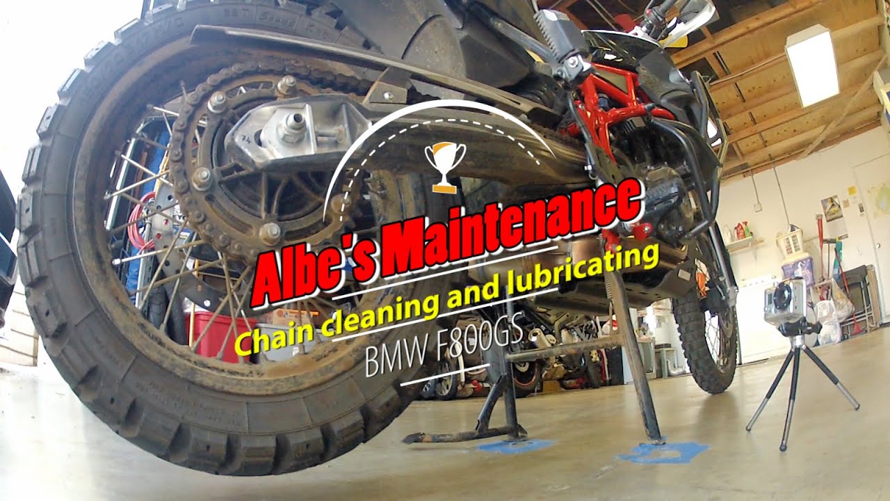 BMW F800GS chain cleaning and lubeing