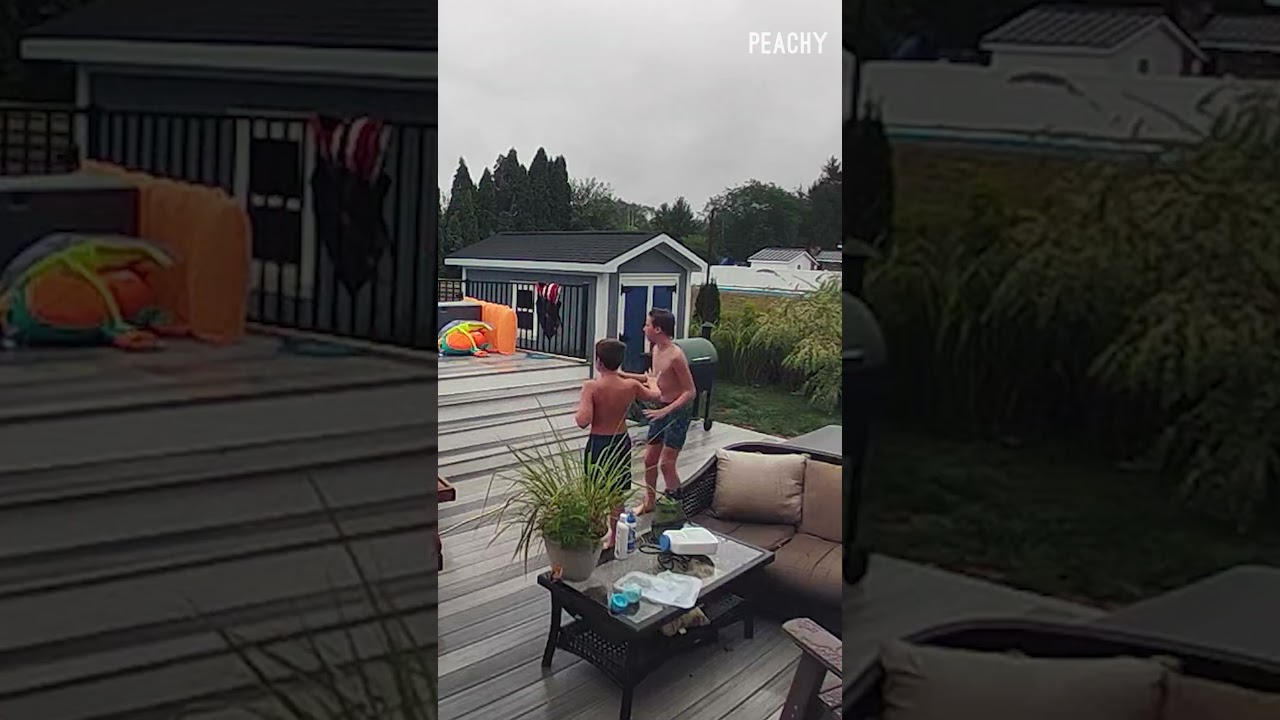 Child accidentally creates dramatic flood! 🌊 #water #floods #funny #pool #shorts