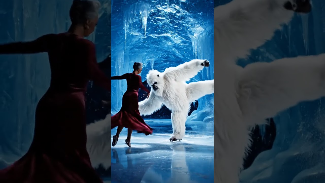 yeti and old women dance in ice mountain 🙂🙃🙂🙃