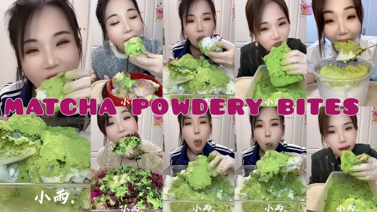 ✨YY MATCHA ✨POWDER CHUNKS ONLY BITES ❄️ MOUTH WATERING ICE EATING ASMR 🥣🟡
