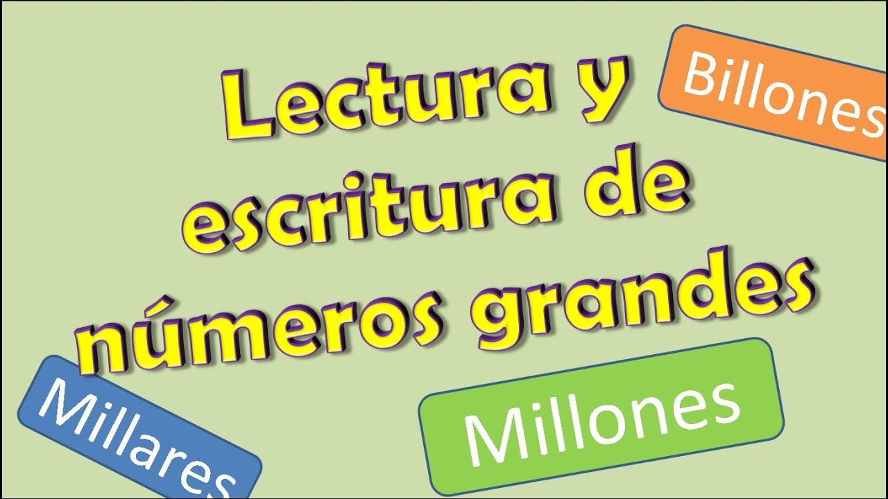 Lectura y escritura de números grandes: millares, millones, millares de millón, billones