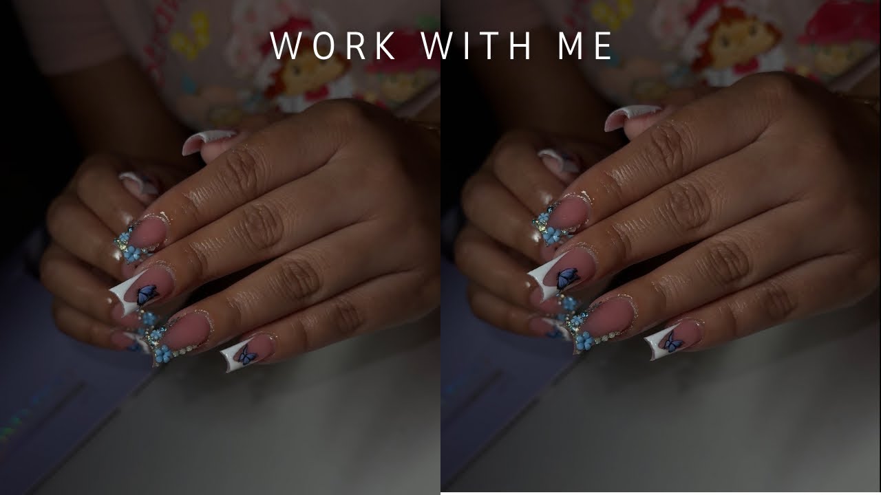 SHORT ACRYLIC NAIL FREESTYLE 🩵