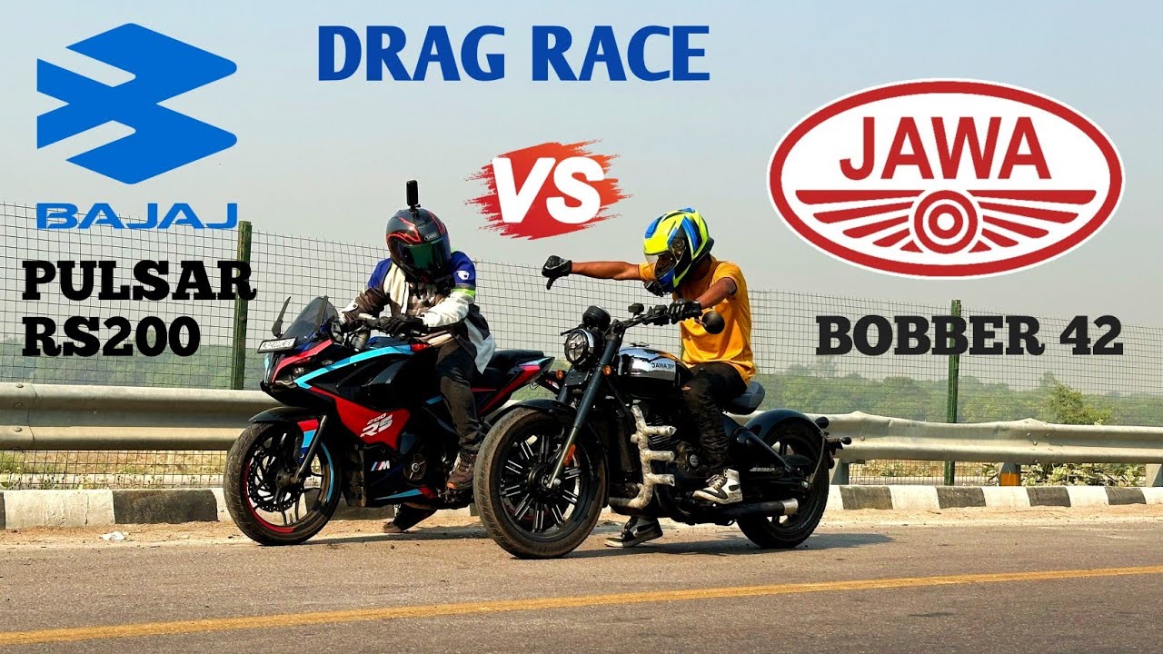 2024 JAWA BOBBER 42 BS6 VS BAJAJ PULSAR RS 200 || DRAG RACE ||🔥