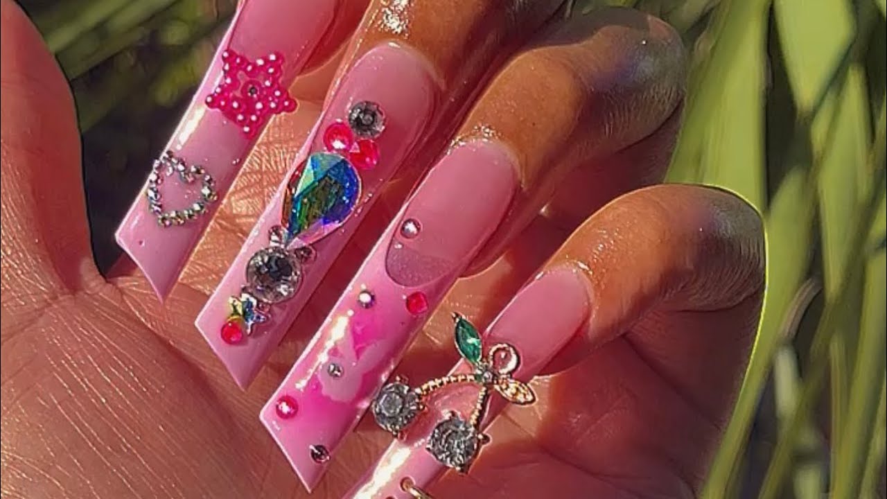 Acrylic Nail Tutorial: Pink Playboy Freestyle