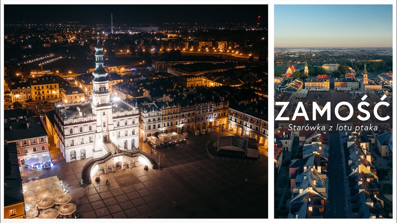 Starówka Zamościa z lotu ptaka 8K