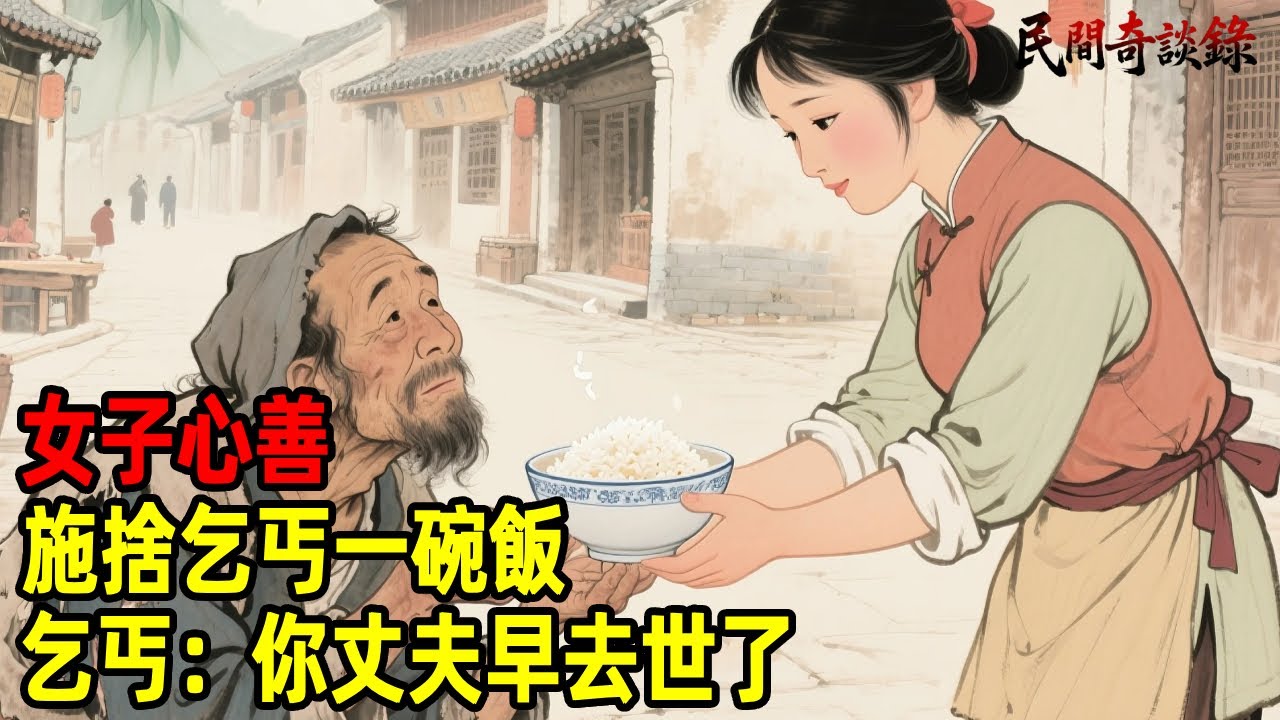 女子心善，施捨乞丐一碗飯，乞丐：你丈夫早去世了！【民間奇談錄】#民間故事 #台灣傳說 #懸疑故事 #銀髮頻道 #懷舊故事 #助眠故事