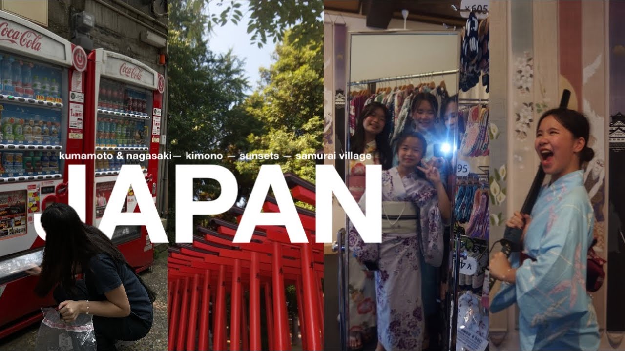 JAPAN VLOG | fukoka - kumamoto + nagasaki, kimonos, shopping hauls, samurai village, sunset watching