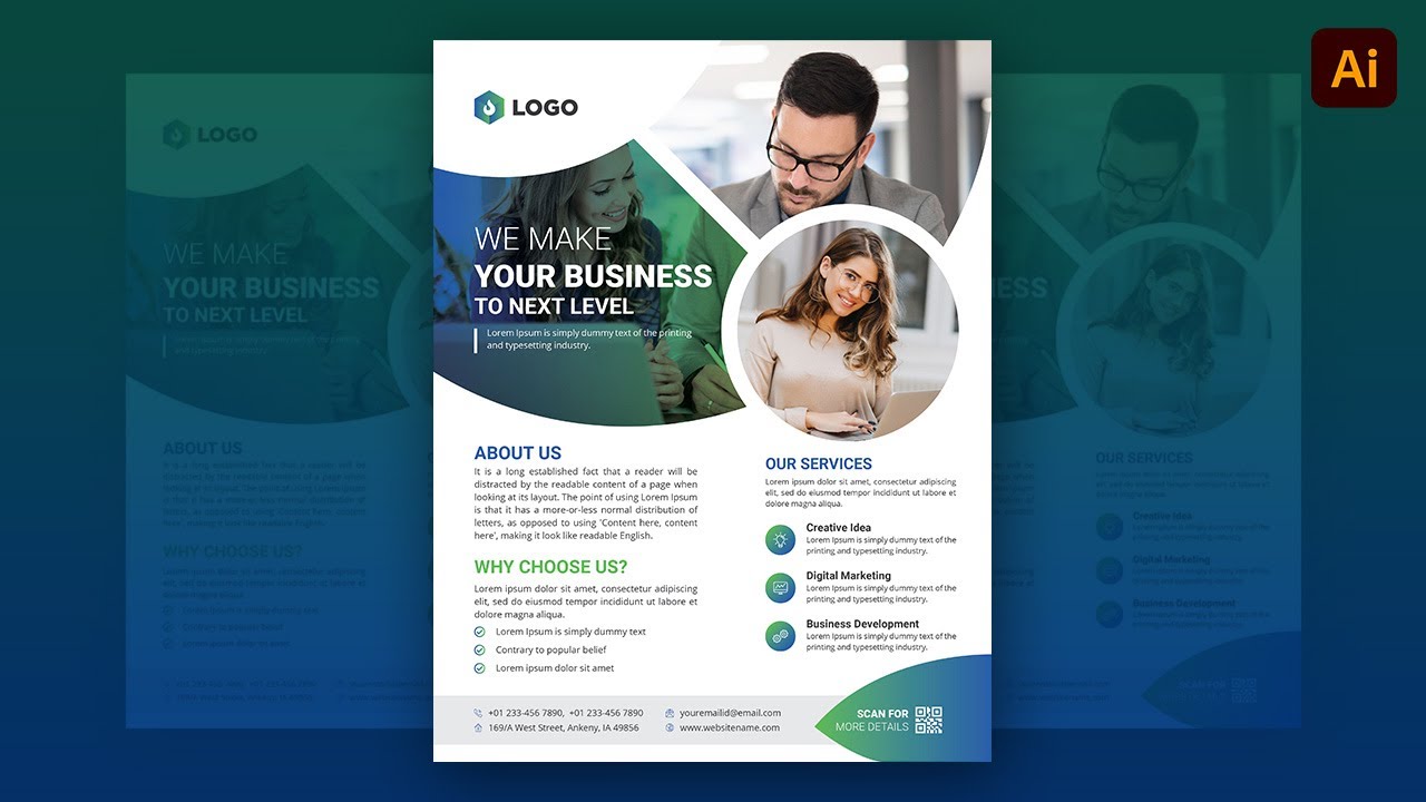 Professional Business Flyer Design in Adobe Illustrator