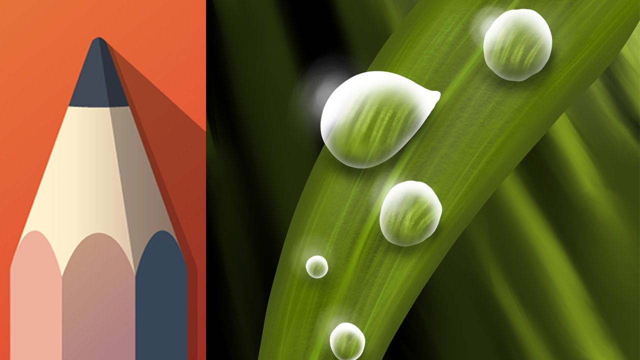 Простое руководство по Autodesk Sketchbook Mobile: как нарисовать каплю воды на травинке
