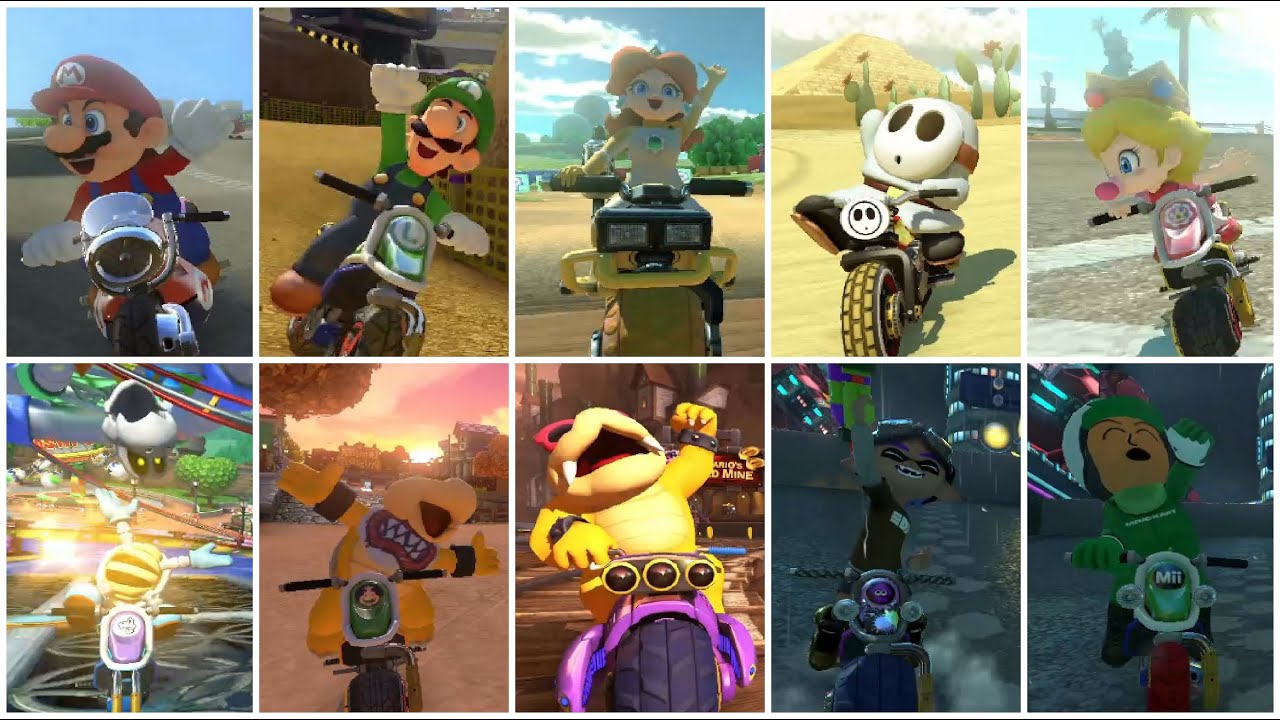 All character winning animations in Mario Kart 8 Deluxe (Bikes)