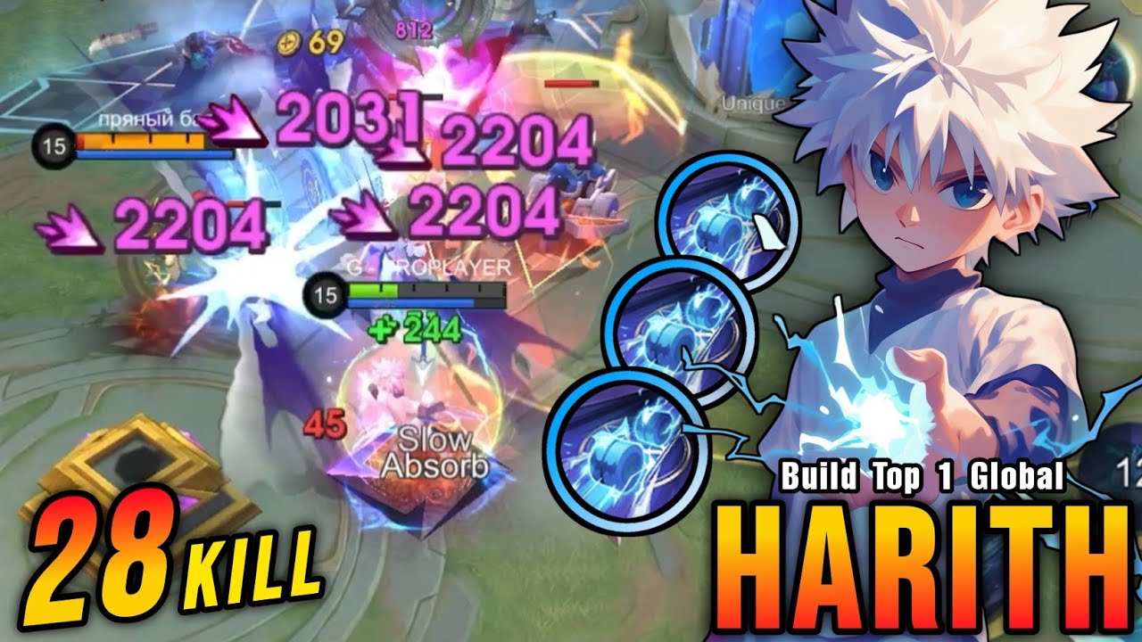 Harith 28 Kills!! Insane One Shot Damage Build!! - Build Top 1 Global Harith ~ MLBB