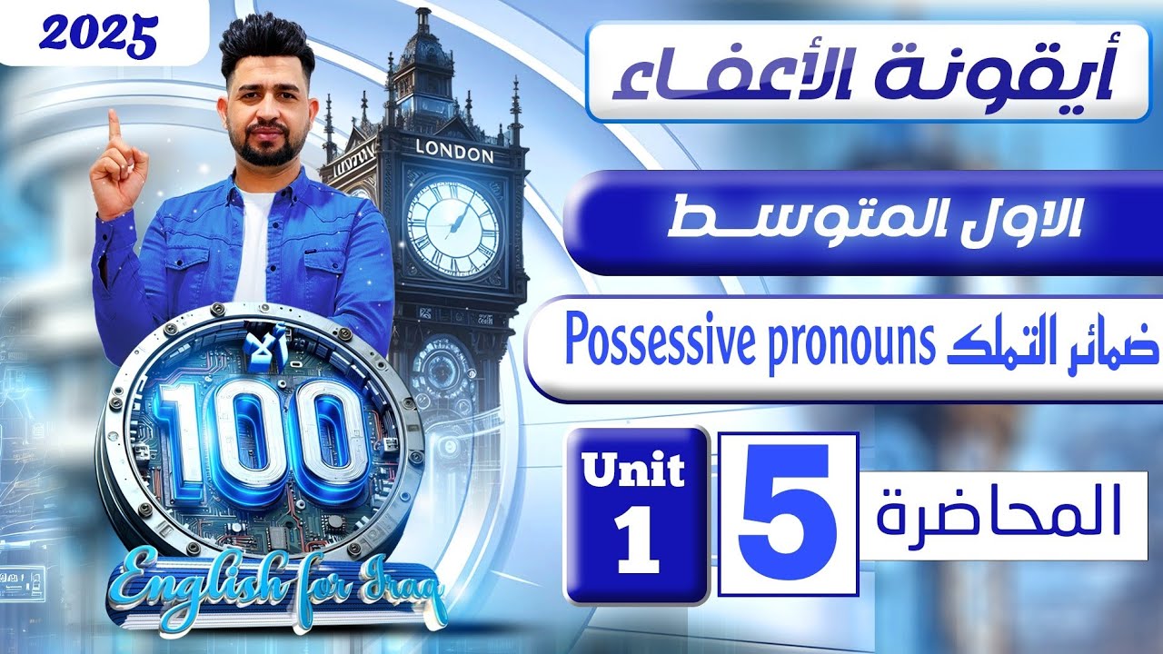 انكليزي اول متوسط المنهج الجديد 2025  / ضمائر التملك Possessive pronouns / اليونت الاول / المحاضرة 5