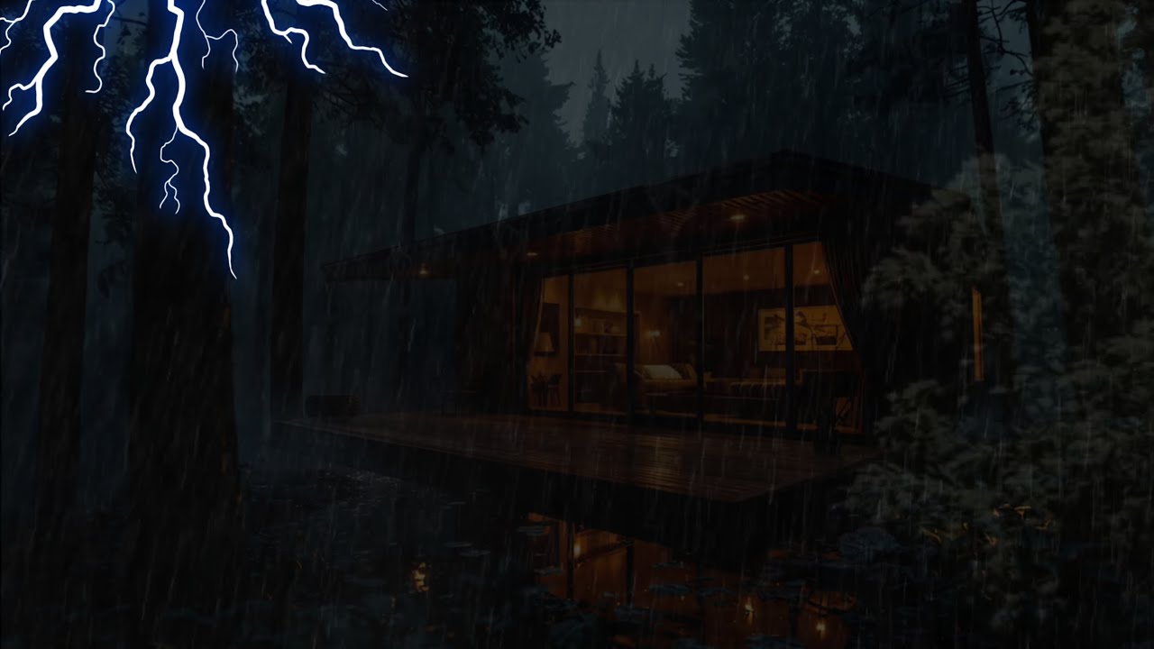 Under the Forest Rain | Natural Night Sounds for Deep Sleep – Cozy Cabin Rainstorm