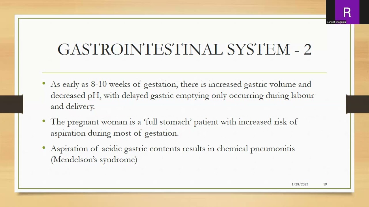Physiology of Pregnancy and Anaesthetic considerations