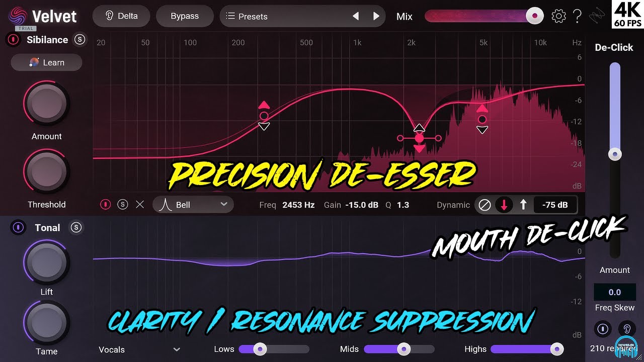 iZOTOPE VELVET - De-esser, Spectral Shaper, and Mouth De-Click Plugin