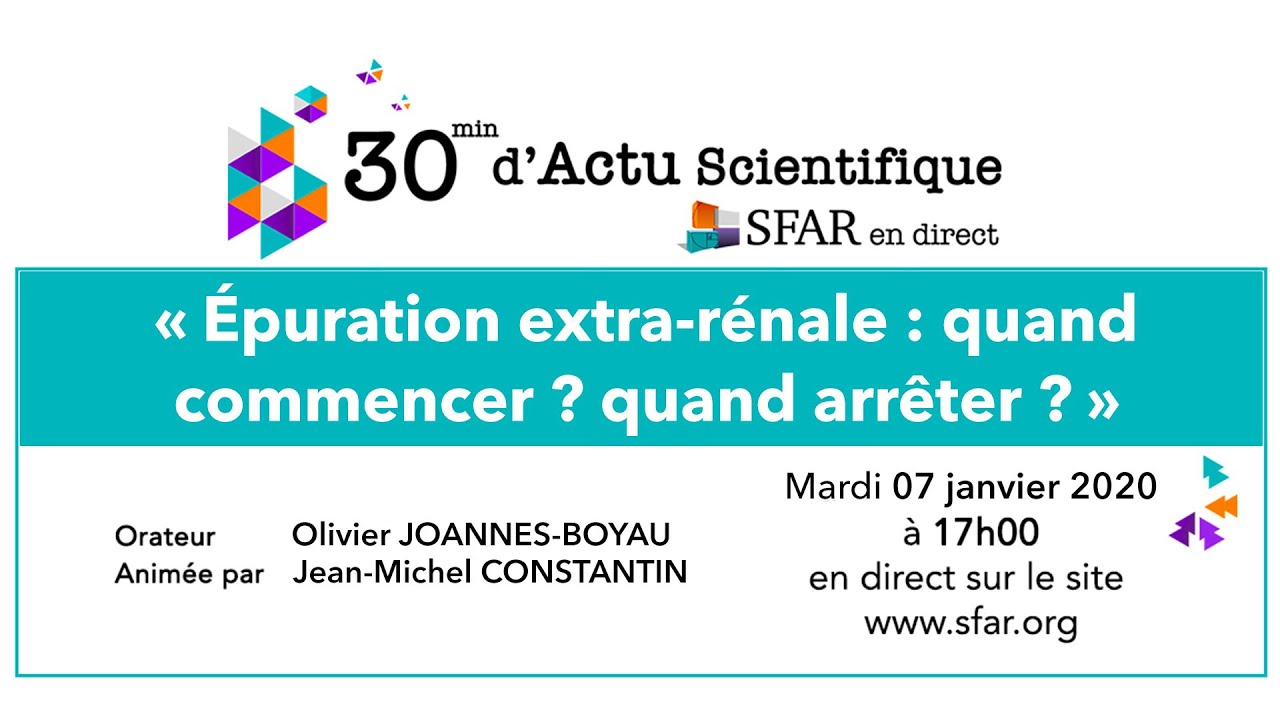 Epuration Extra Rénale: Quand commencer? Quand arrêter? O Joannes-Boyau
