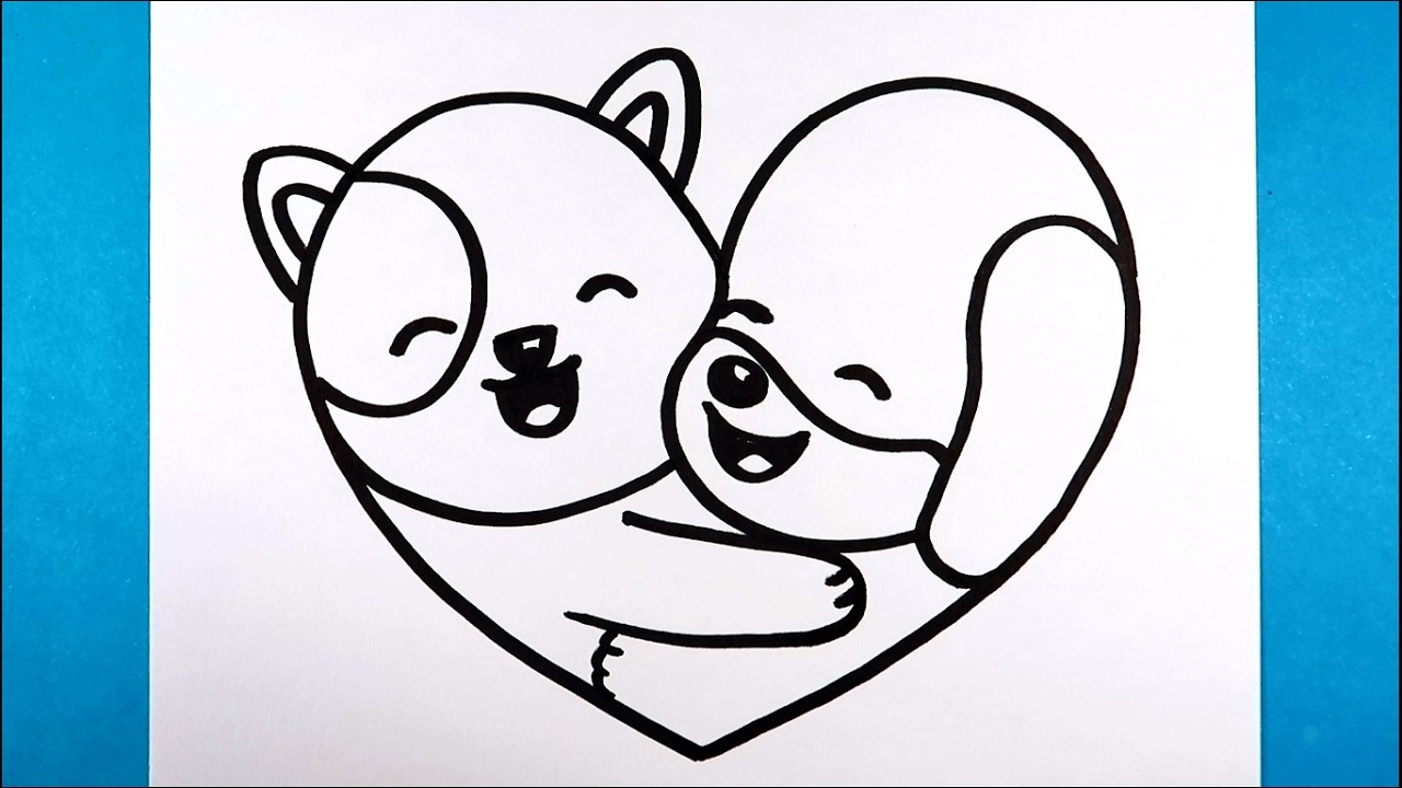 Sevimli Kedi Köpek Çizimi / Kolay Çizimler Adım Adım Öğretici / Cute Drawing