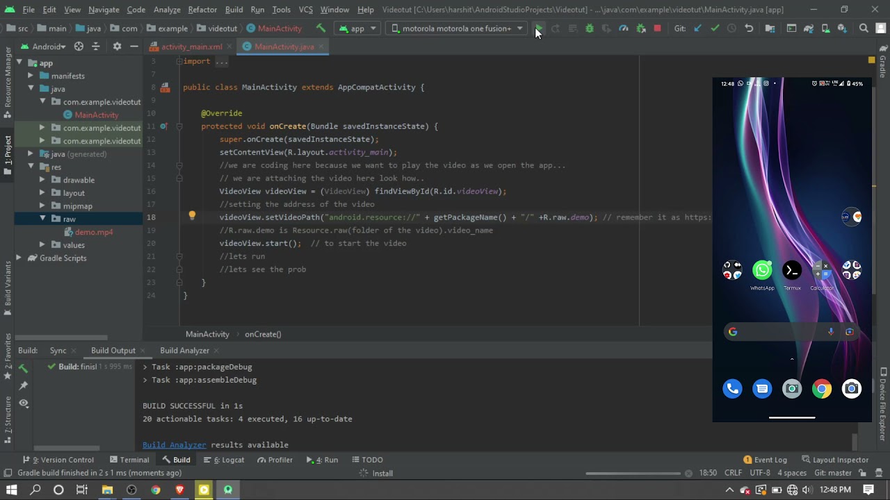Controlling video media in application | Android Studio | Java