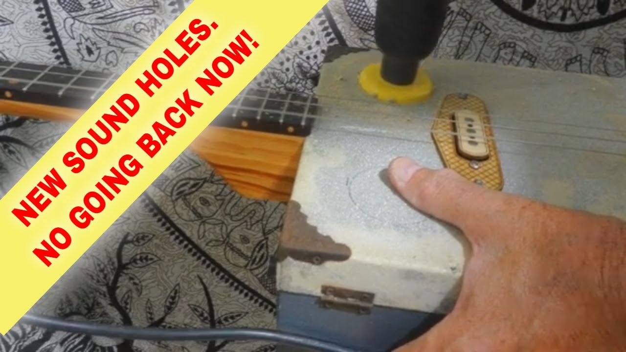 How to drill and fit sound holes (cigar box guitar) in only minutes.