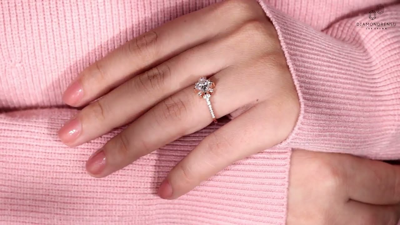1.01 CT Princess Cut Lab Grown Diamond Engagement Ring, D/VVS2 Lab Diamond Wedding Ring