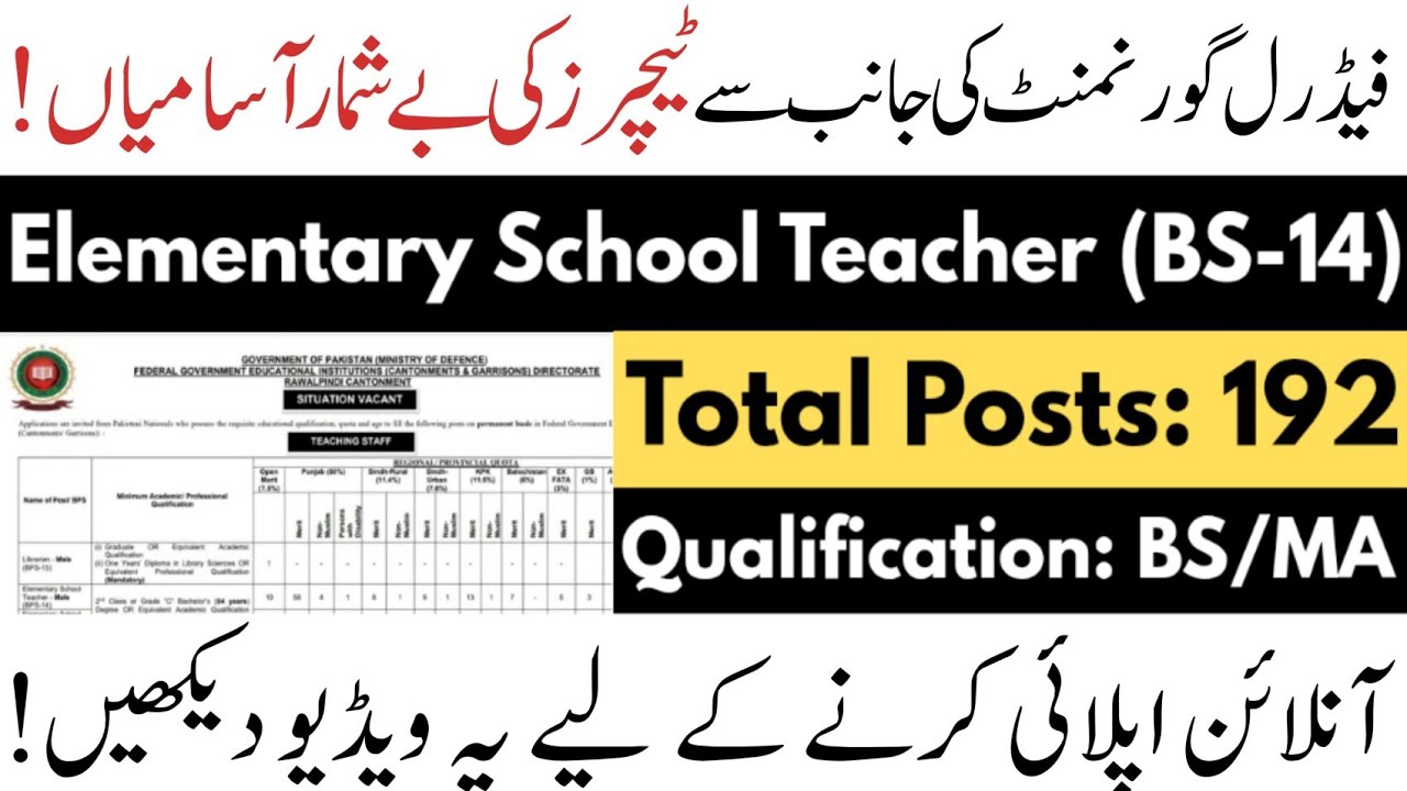 FGEI EST Jobs 2025 | How to Apply Online FGEI EST Jobs | Elementary School Teacher Jobs 2025 Details