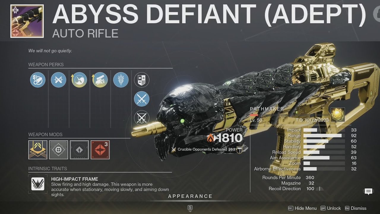 was (adept) worth it? | Abyss Defiant God Roll PvP