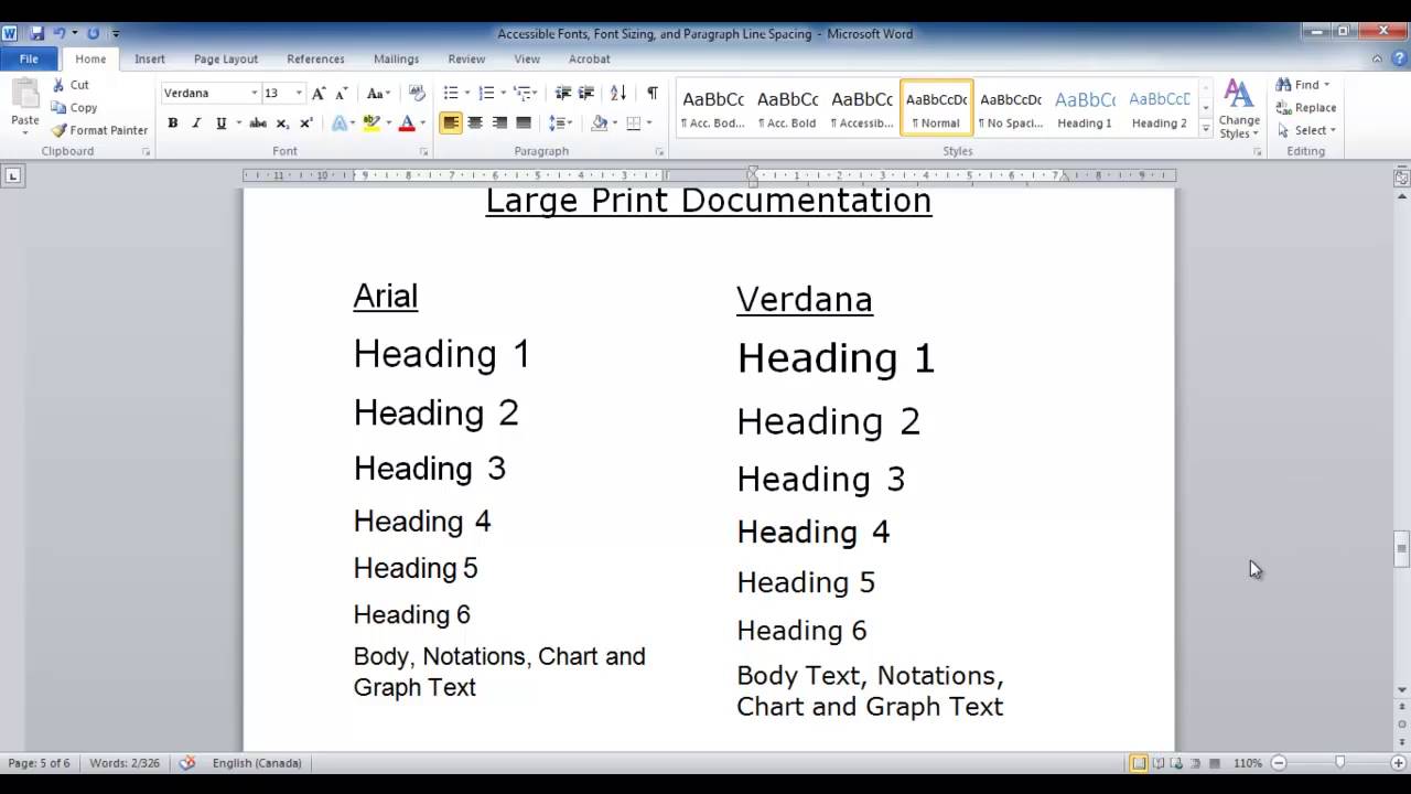 Accessible Fonts, Font Size and Line Spacing in Microsoft Word