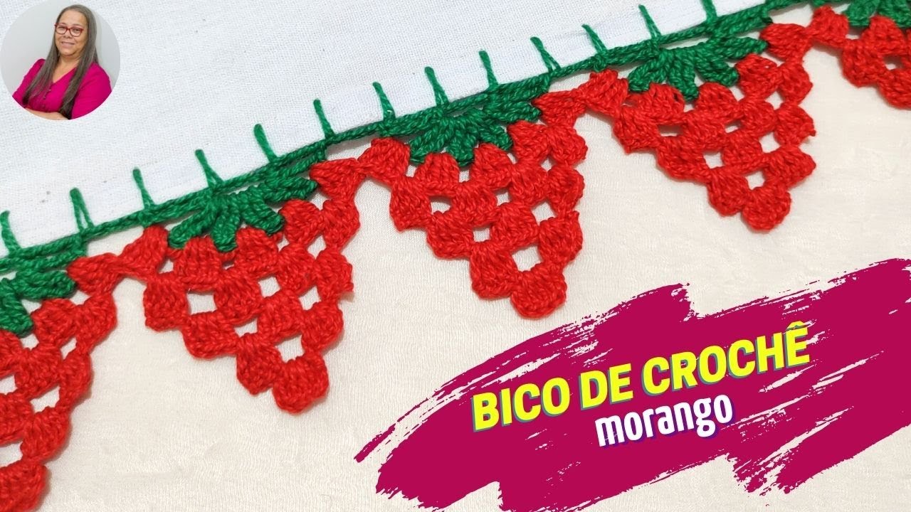Bico de Crochê Morango Fácil