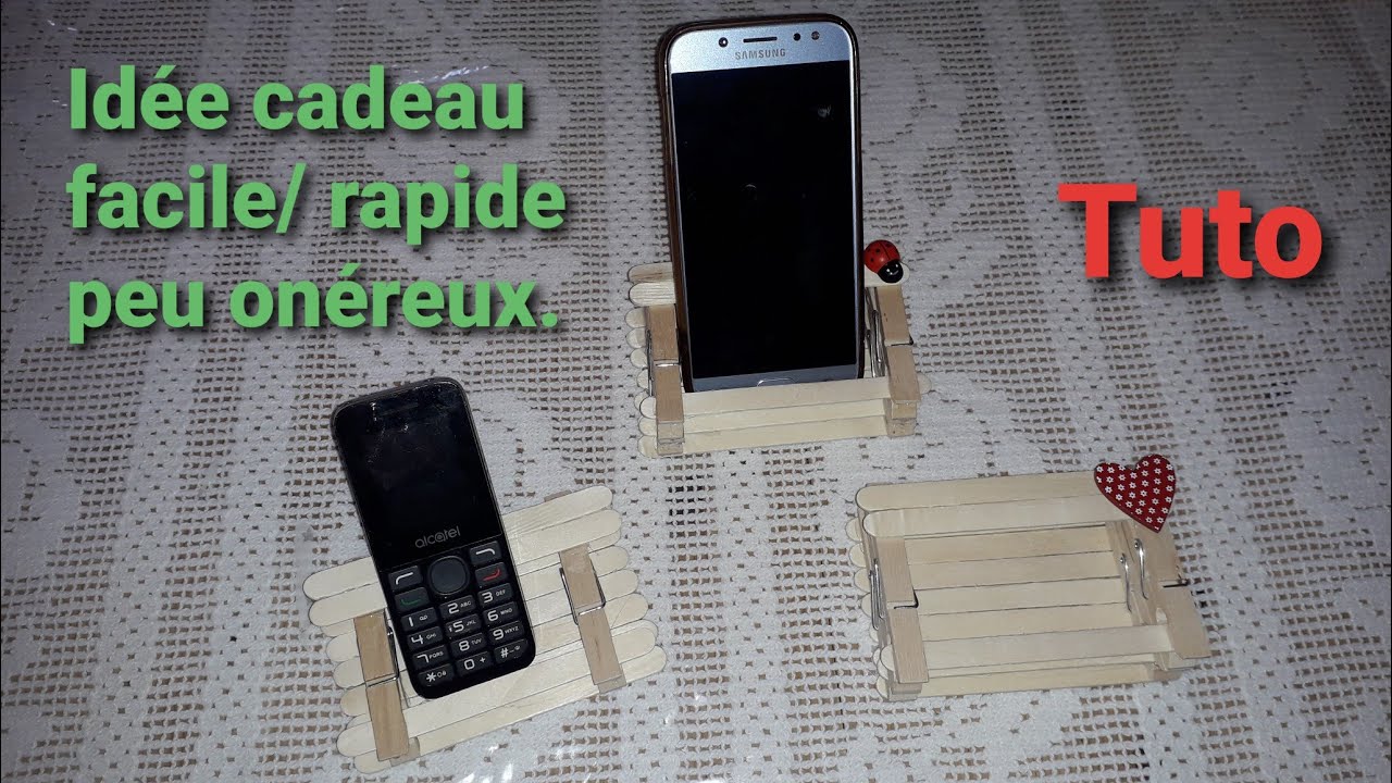 Tuto Support telephone/ facile et rapide/ une jolie idée cadeau pour quelques centimes.