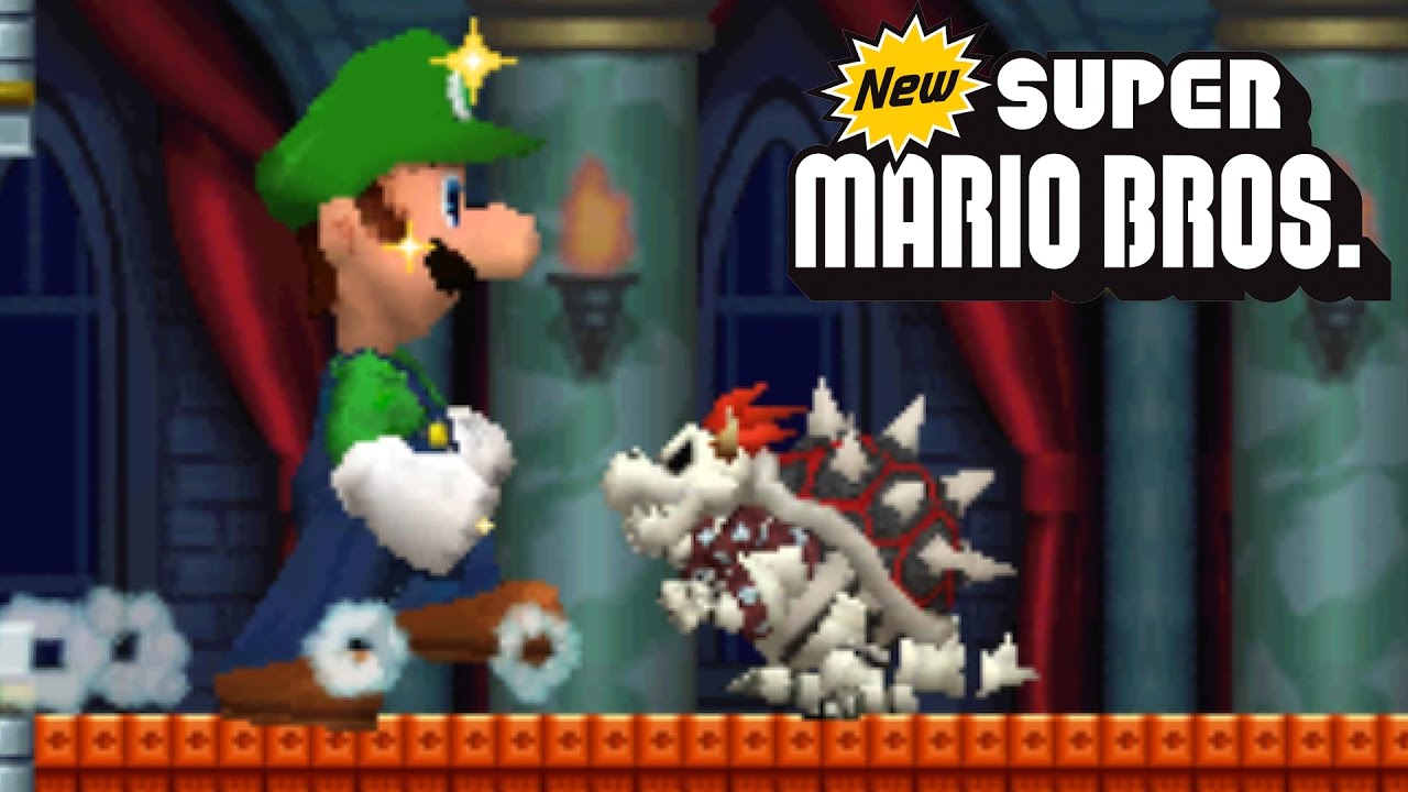 New Super Mario Bros - MEGA Luigi All Bosses (Nintendo DS)