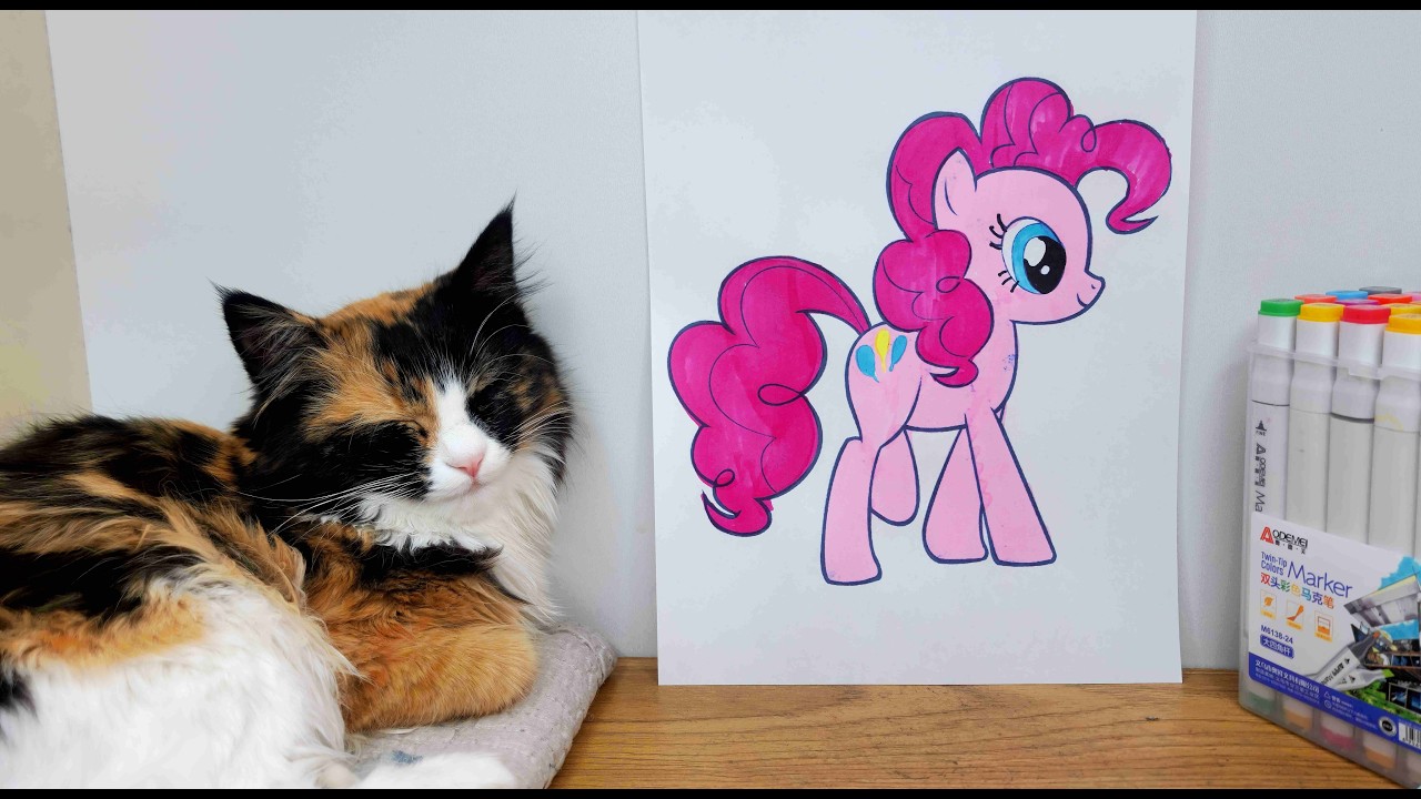 My Little Pony Pinkie Pie Coloring 🦄💗  Cute Pony Art with My Cat