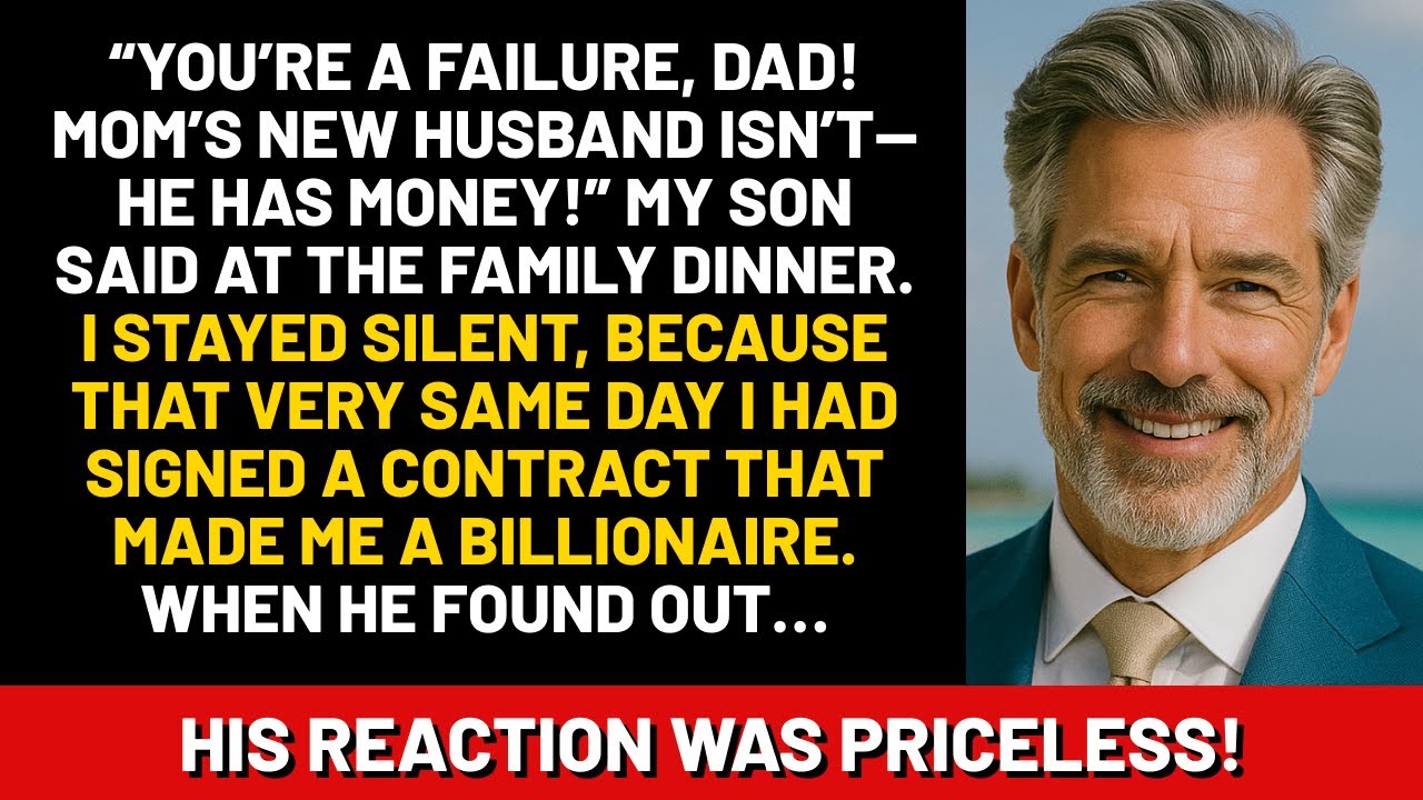 “You’re a failure, dad! Mom’s new husband isn’t—he has money!” my son said at the family dinner...