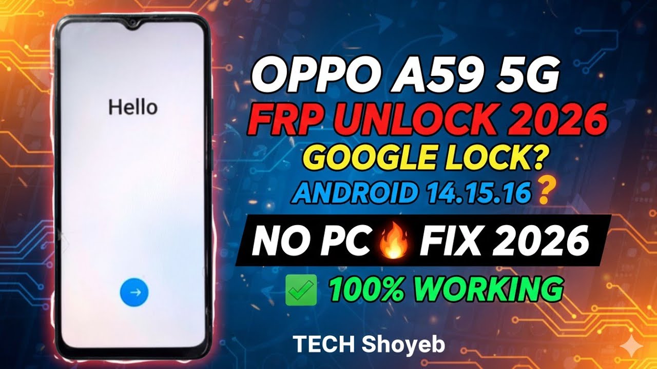 🔥Oppo A59 5G FRP Unlock 2026 | Android 14/15 Google Account Bypass | Without PC