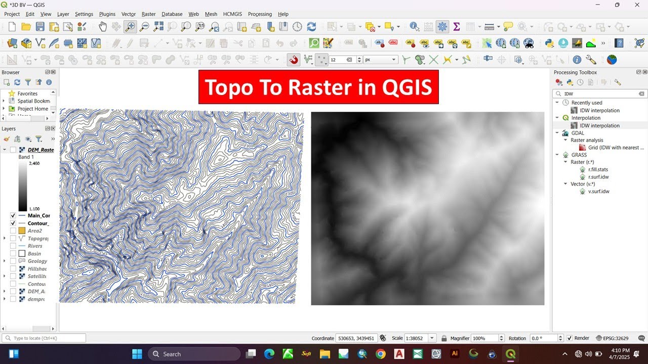 Converting topographic contour lines to DEM raster in QGIS