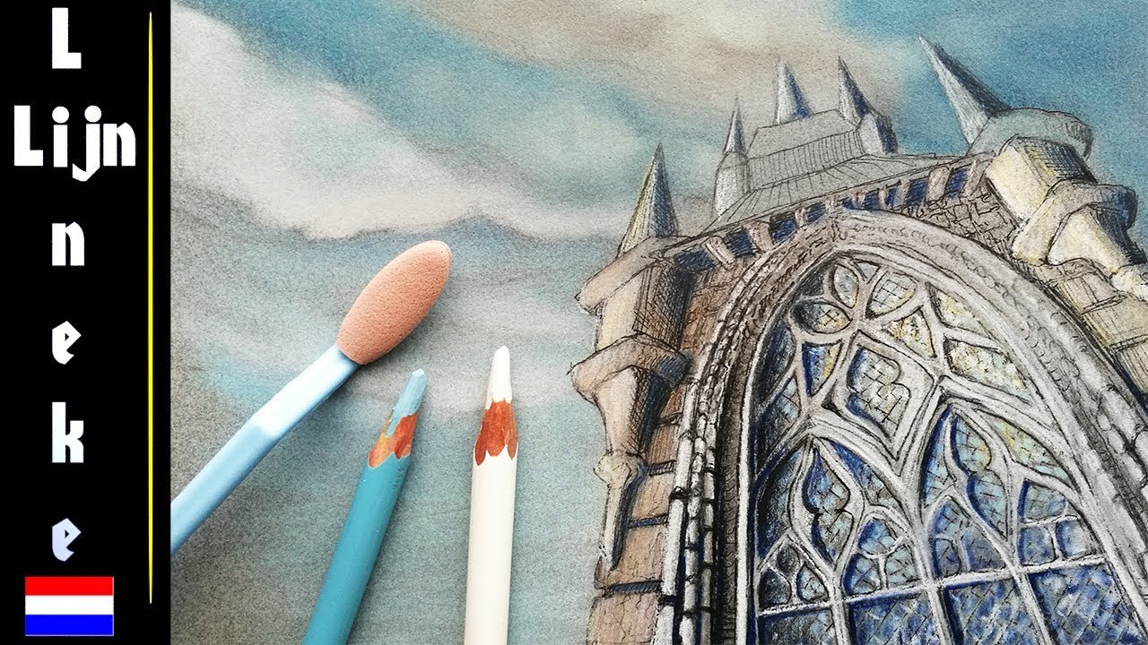 Hoe teken je een Kerk toren - 3 punts Perspectief tekenen in stappen