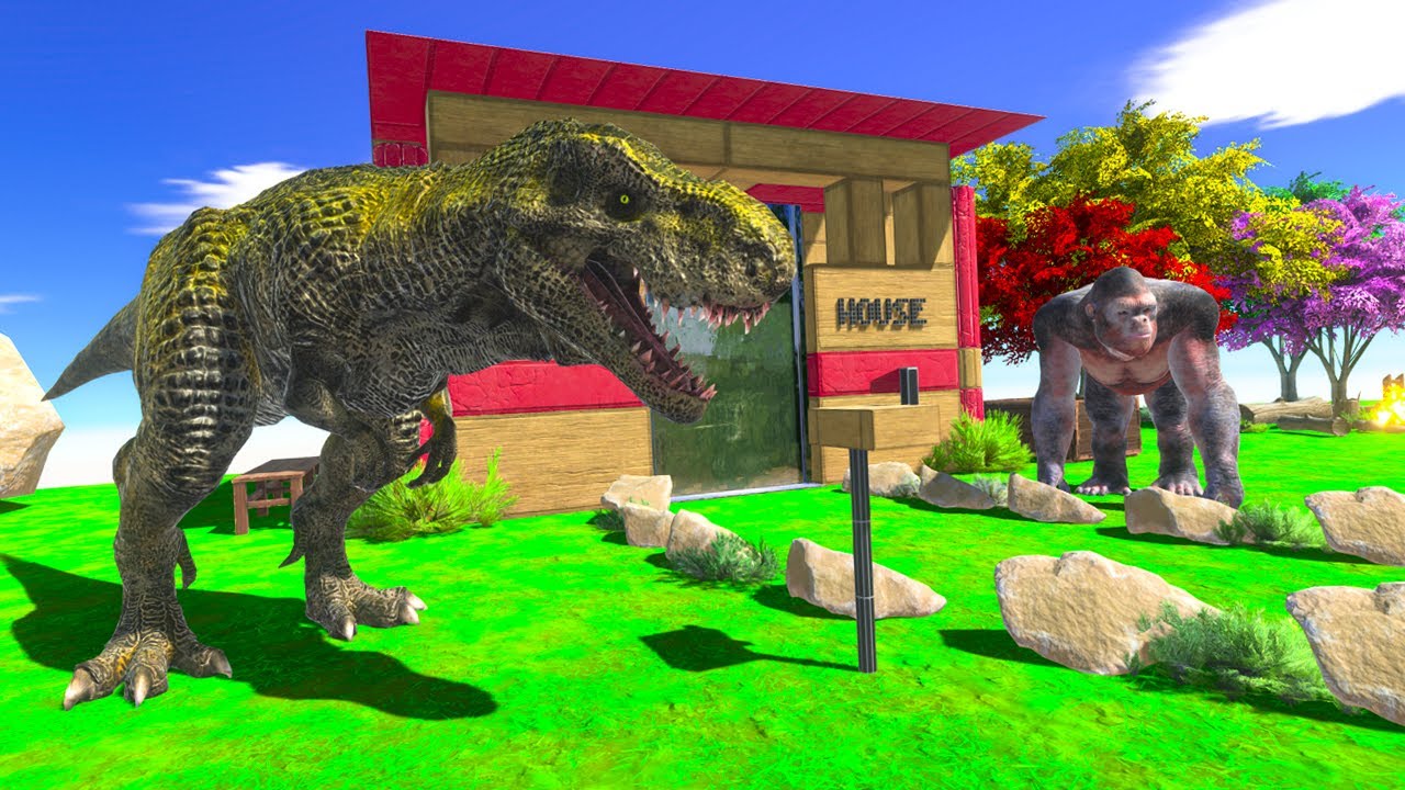 T-REX and GORO AGAINST HIS CARNIVORES NEIGHBORS Animal Revolt Battle Simulator