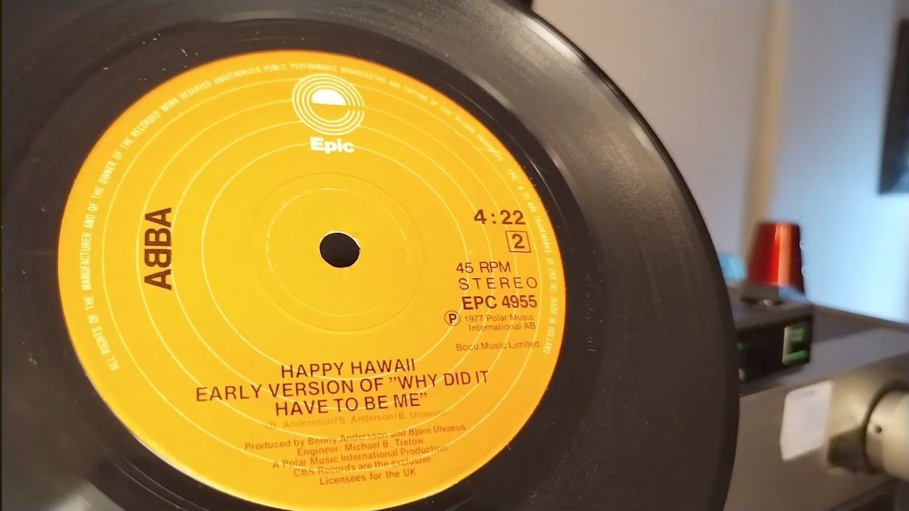 Happy Hawaii Why Does It Have To Be Me? ~ ABBA ~ 1977 Epic 45rpm Vinyl Single ~ 1984 Sony PS-Q3a