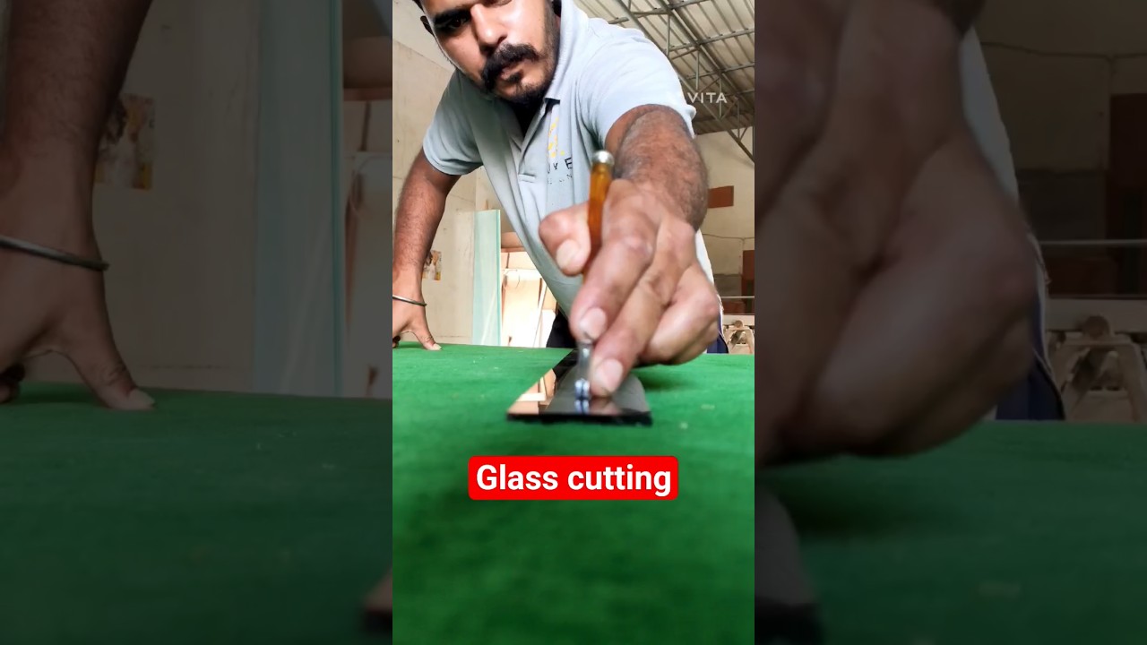Glass cutting skills | how to cut  glass? |  glass cutting satisfaying video😵 #shorts  #glasscutting