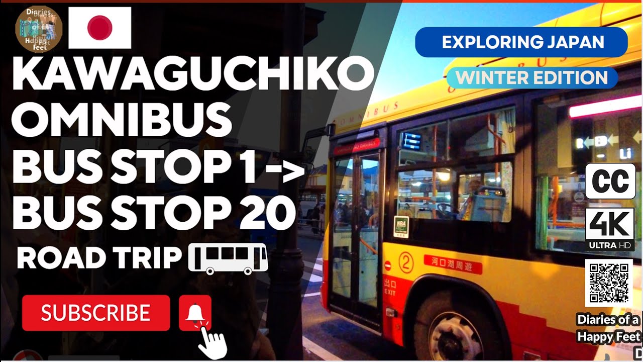 DFH : 🚌  Red Line Bus Kawaguchiko Mt Fuji Evening Tour  河口湖 Japan 🇯🇵🗾 [4K]  #kawaguchiko #japanbus