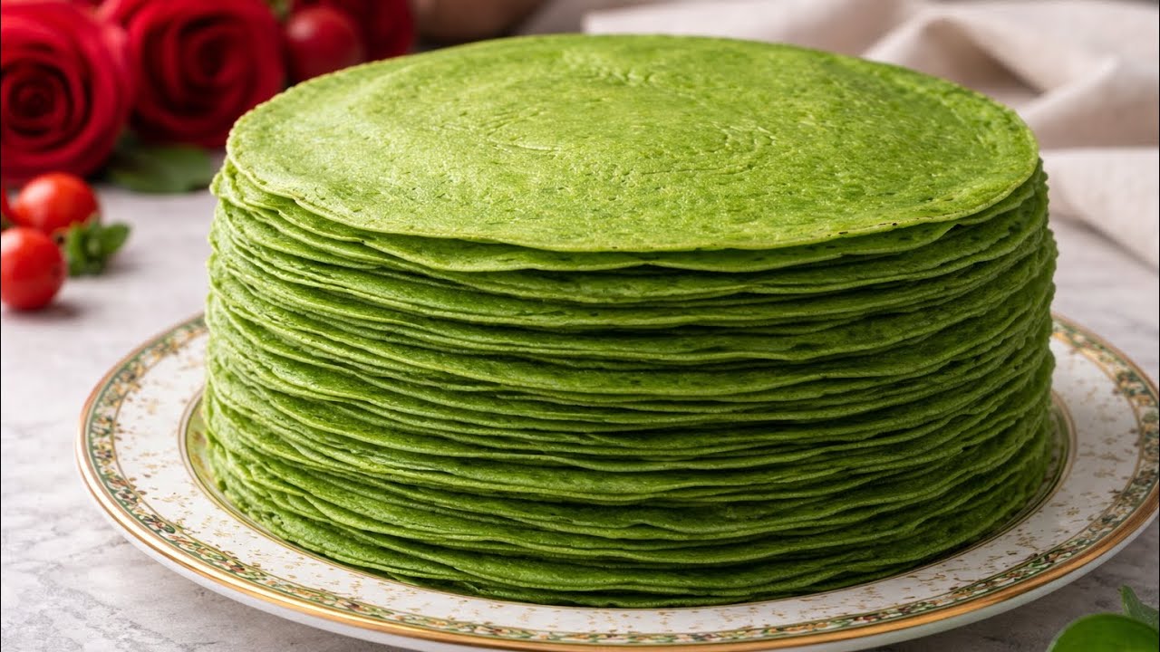 Все спрашивают рецепт этих зелёных блинов!💚 Яркие, нежные и очень вкусные! 