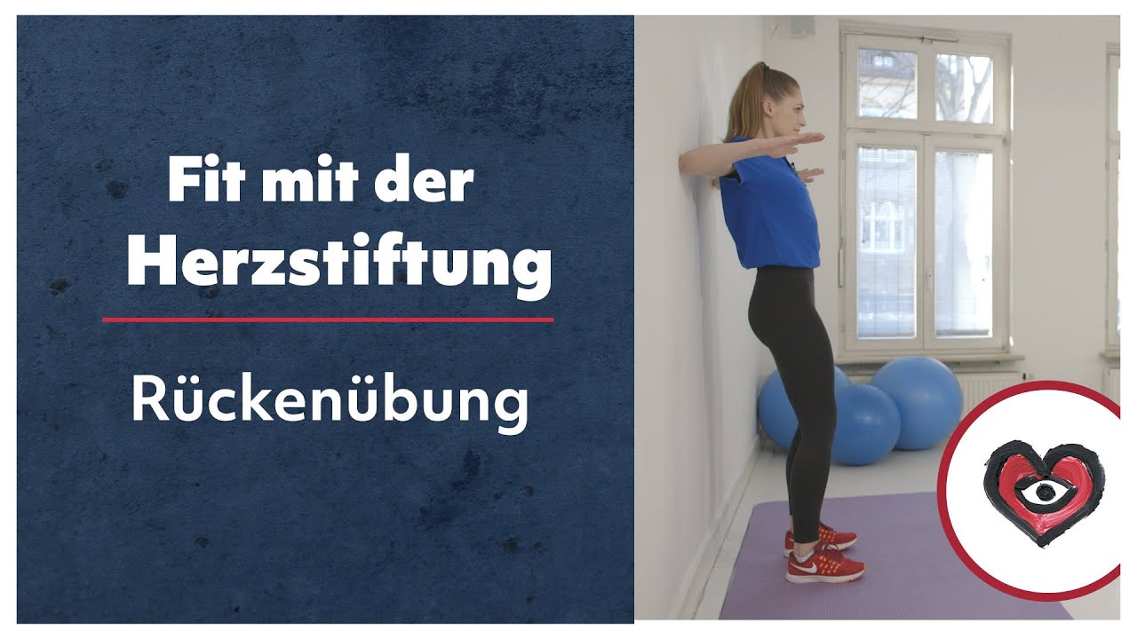 Fit mit der Herzstiftung - Rückenübung an einer Wand