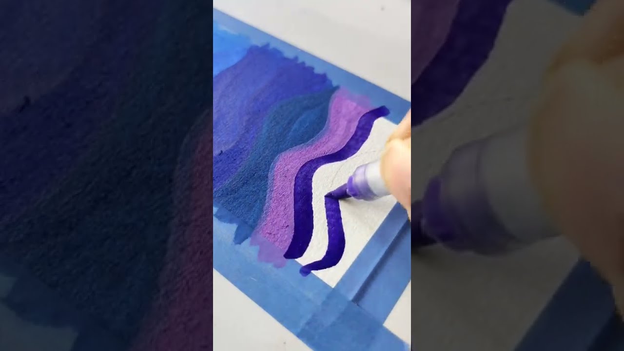 Color Swatch Bookmark / Karin Deco Brushpens / Violet Blue Colors #easypainting #painting #brushpen