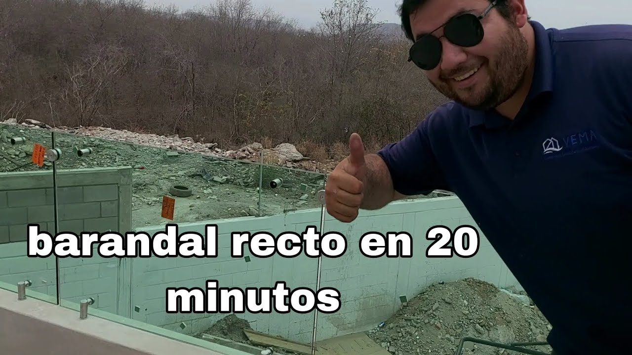 instalación de barandal recto con cristal de 9mm templados
