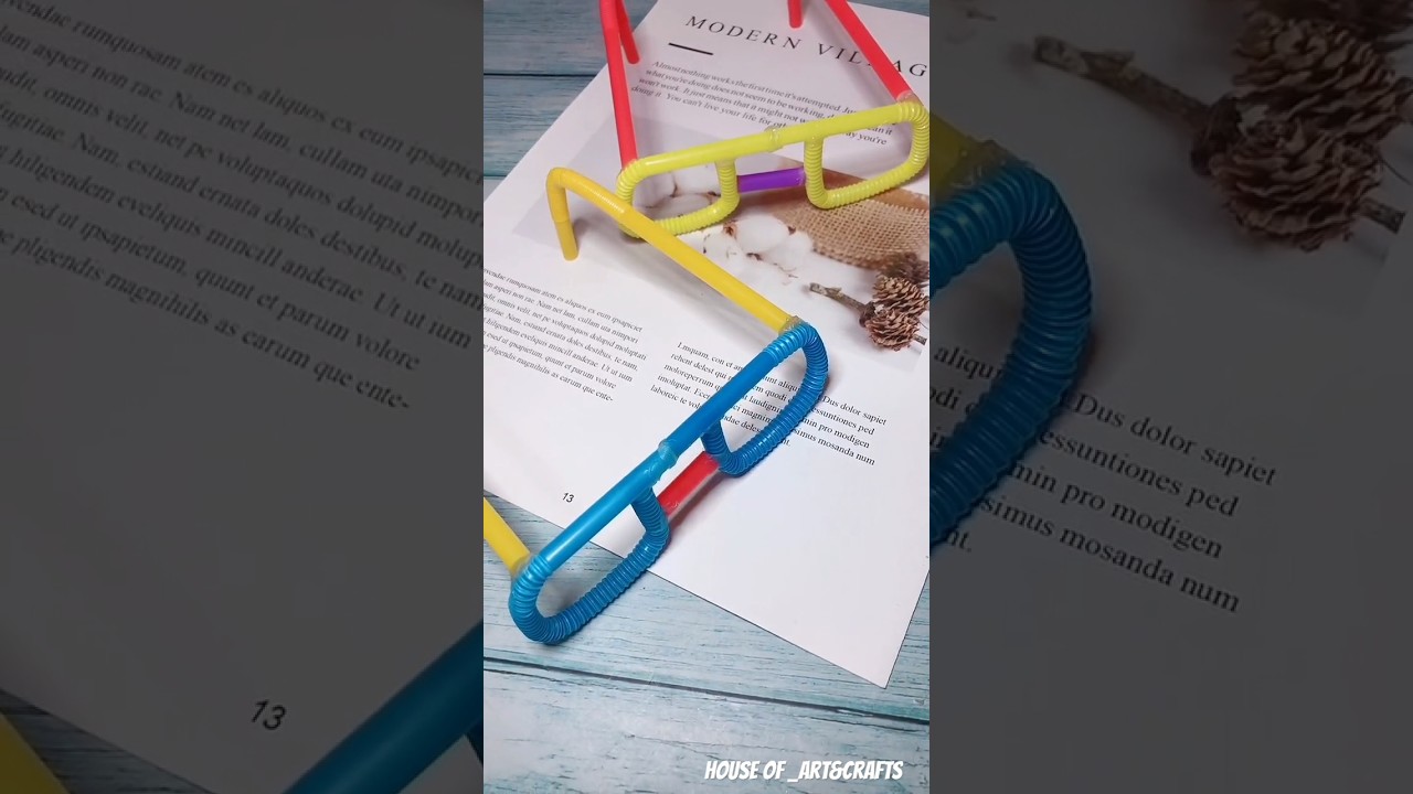 How to make Colourful Glasses 🕶️ with straws 🤓 #DIy #howtomake #handmade #craft #shorts #glasses